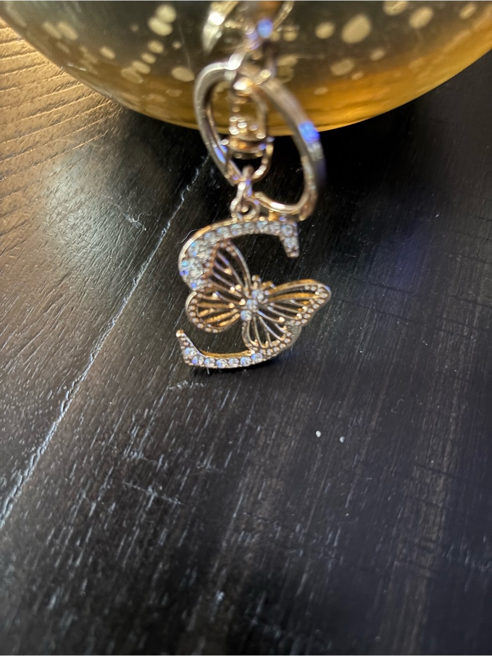 ✨ Charm/Keychain- Rhinestone Initial "S” Butterfly Keychain 🦋 ✨